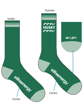 Husky Run Socks (Red and Green)